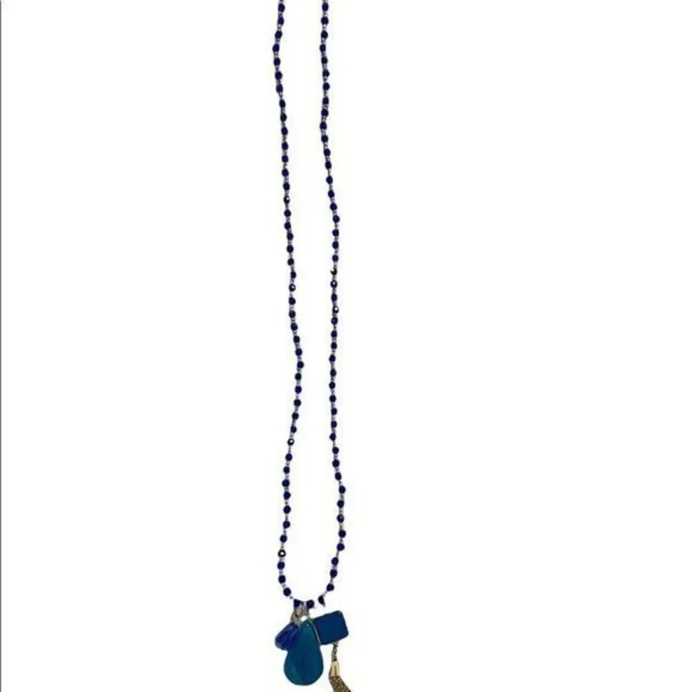 Spring Street Long Blue Beaded Necklace - Picture 8 of 14